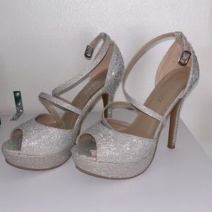 Delicacy Silver Bedazzled Heels